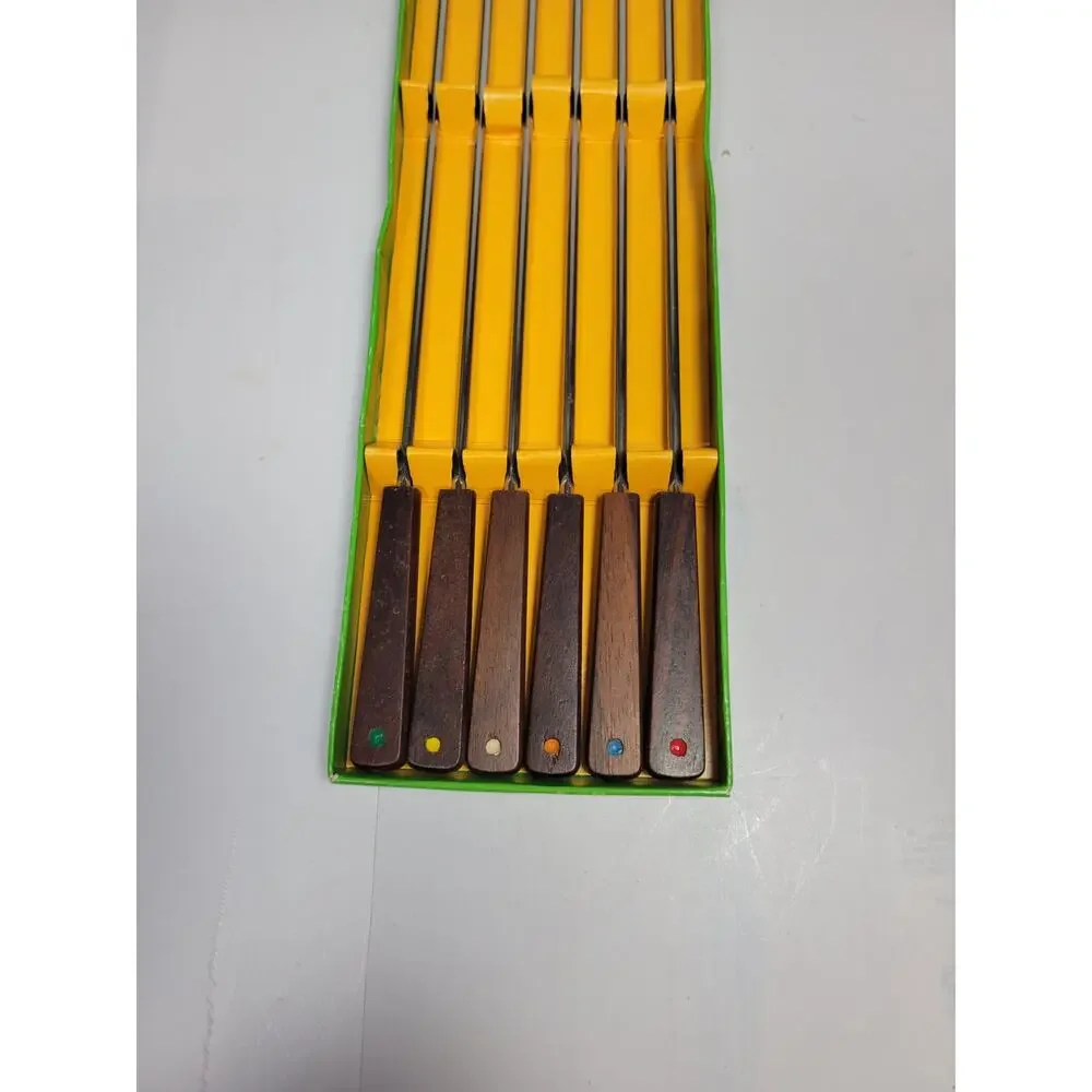 Vintage Mid Century Fred Roberts Stainless Steel Fondue Forks Boxed 6pc